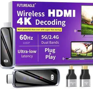 Wireless HDMI Transmitter and Receiver 328FT/100M, 4K Decode Plug & Play Portable 5G+2.4G Remote Control Extenders for Video and Audio to Monitor from PC/Projector Wireless HDMI Transmitter and Receiver 328FT/100M, 4K Decode Plug & Play Portable 5G+2.4G Remote Control Extenders for Video and Audio to Monitor from PC/Projector