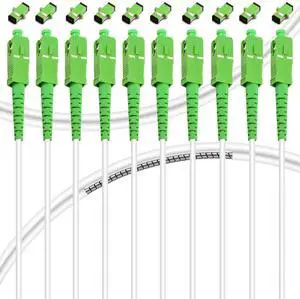 10Pack 1m SC/APC to SC/APC Fiber Optic Internet Cable, Armored Single Mode Patch Cable, Fiber Optic Jumper Optical Patch Cord SIMPLEX 9/125um OS1/OS2 Compatible, LSZH White 10Pack 1m SC/APC to SC/APC Fiber Optic Internet Cable, Armored Single Mode Patch Cable, Fiber Optic Jumper Optical Patch Cord SIMPLEX 9/125um OS1/OS2 Compatible, LSZH White