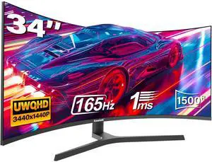 34 Inch Ultrawide Curved Gaming Monitor, 1500R PC Screen UWQHD 3440x1440, 165hz Curved Computer Screen with FreeSync, Multi-Directional Adjustable Base 34 Inch Ultrawide Curved Gaming Monitor, 1500R PC Screen UWQHD 3440x1440, 165hz Curved Computer Screen with FreeSync, Multi-Directional Adjustable Base