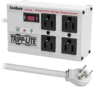 ISOBAR4ULTRA Isobar 4 Outlet Heavy Duty Power Strip Surge Protector, 3330 Joules, 6ft Cord, Flat Plug, Metal Power Strip, Industrial Garage Work Shop Bench, Under Desk and Wall Mountable ISOBAR4ULTRA Isobar 4 Outlet Heavy Duty Power Strip Surge Protector, 3330 Joules, 6ft Cord, Flat Plug, Metal Power Strip, Industrial Garage Work Shop Bench, Under Desk and Wall Mountable