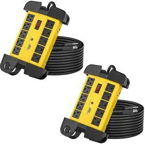 10-Outlets Heavy Duty Power Strip Metal Surge Protector with 15 Amps, 15-Foot Long Cord 2800 Joules for Garden, Kitchen, Office, School, ETL Listed(2-Pack) 10-Outlets Heavy Duty Power Strip Metal Surge Protector with 15 Amps, 15-Foot Long Cord 2800 Joules for Garden, Kitchen, Office, School, ETL Listed(2-Pack)