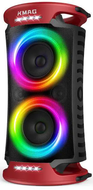 Large Party Bluetooth Speaker, 260W Peak Powerful Loud Sound with Deep Bass, 15Hr Playtime, Fast Charge, RGB Cool Light Show, TWS, Portable for Outdoor Beach, Camping, Backyard, Work, Home (Red) Large Party Bluetooth Speaker, 260W Peak Powerful Loud Sound with Deep Bass, 15Hr Playtime, Fast Charge, RGB Cool Light Show, TWS, Portable for Outdoor Beach, Camping, Backyard, Work, Home (Red)