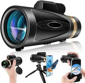 Monocular Telescope 80x100 HD Monoculars for Adults with Tripod & Phone Adapter, Monoculars for Stargazing Camping HikingTravel Black Monocular Telescope 80x100 HD Monoculars for Adults with Tripod & Phone Adapter, Monoculars for Stargazing Camping HikingTravel Black