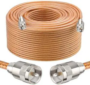 200FT RG8X Coaxial Cable with UHF Male PL259 Connectors, Solid Copper Core, Braided Shield, CB Cable for Ham Radio, HF Radio, and Communication Devices 200FT RG8X Coaxial Cable with UHF Male PL259 Connectors, Solid Copper Core, Braided Shield, CB Cable for Ham Radio, HF Radio, and Communication Devices