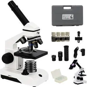 M2 Dual Power Supply Compound Monocular Microscope 40X-2000X for Adults & Students All-Metal STEM Lab Kit with Glass Optics, Dual LED, Slides & Carry Case M2 Dual Power Supply Compound Monocular Microscope 40X-2000X for Adults & Students All-Metal STEM Lab Kit with Glass Optics, Dual LED, Slides & Carry Case