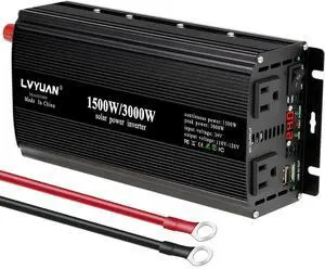 1500W Power Inverter 24V to 110V DC to AC with 2 US Sockets, LED Display, USB Ports for Home, Truck, Outdoor, Camping 1500W Power Inverter 24V to 110V DC to AC with 2 US Sockets, LED Display, USB Ports for Home, Truck, Outdoor, Camping