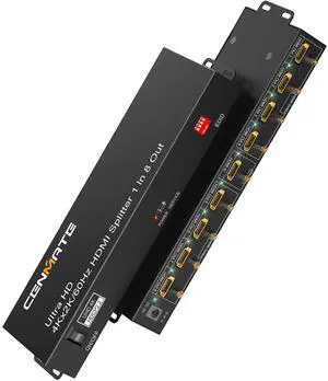 HDMI Splitter 1 in 8 Out, 8 Port HDMI Splitter Support 4K@60Hz 4:4:4 8-bit Duplicate/Mirror, HDMI 2.0, 18 Gbps, EDID, HDCP, 3D Video Play HDMI Splitter 1 in 8 Out, 8 Port HDMI Splitter Support 4K@60Hz 4:4:4 8-bit Duplicate/Mirror, HDMI 2.0, 18 Gbps, EDID, HDCP, 3D Video Play