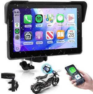 7 Inch Motorcycle Carplay Screen with Wireless Carplay Android Auto for Car, IP67 Waterproof Touchscreen, GPS Navigation, Supports Dual Bluetooth Transmission/EQ Sound Control/Voice Control 7 Inch Motorcycle Carplay Screen with Wireless Carplay Android Auto for Car, IP67 Waterproof Touchscreen, GPS Navigation, Supports Dual Bluetooth Transmission/EQ Sound Control/Voice Control
