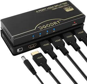 8K@60Hz HDMI Splitter 1 in 4 Out, 1x4 Power HDMI 2.1 Splitter 4 Ports Distributor Box, Support 4K@120HZ HDCP 2.3 3D HDR 48 Gbps for HDTV, Fire Stick, PS5, Xbox, Blu Ray(HDsplit8K-4P) 8K@60Hz HDMI Splitter 1 in 4 Out, 1x4 Power HDMI 2.1 Splitter 4 Ports Distributor Box, Support 4K@120HZ HDCP 2.3 3D HDR 48 Gbps for HDTV, Fire Stick, PS5, Xbox, Blu Ray(HDsplit8K-4P)