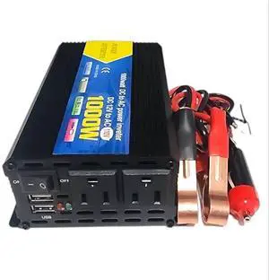 1000W DC to AC High-Power Inverter 12V to 110V/120V Converter with Dual USB Ports, Dual AC Outlets, Cigarette Lighter Adapter, Battery Cable for Cars, Trucks, RVs, Camping,Home Backup (Black, 1000W) 1000W DC to AC High-Power Inverter 12V to 110V/120V Converter with Dual USB Ports, Dual AC Outlets, Cigarette Lighter Adapter, Battery Cable for Cars, Trucks, RVs, Camping,Home Backup (Black, 1000W)