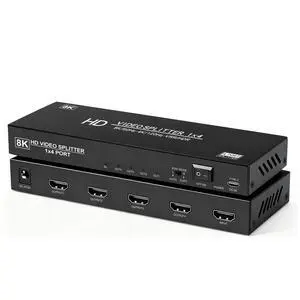 8K HDMI Splitter 1 in 4 Out,4k@120Hz 1X4 hdmi 2.1 Splitter Support 8k@60Hz,4:4:4,48 Gbps,EDID,Auto Down Scaler,8K & 4K or 1080P Sync HDCP 2.3, VRR, HDR10+ for PS5,Laptop,HDTV,Projector 8K HDMI Splitter 1 in 4 Out,4k@120Hz 1X4 hdmi 2.1 Splitter Support 8k@60Hz,4:4:4,48 Gbps,EDID,Auto Down Scaler,8K & 4K or 1080P Sync HDCP 2.3, VRR, HDR10+ for PS5,Laptop,HDTV,Projector