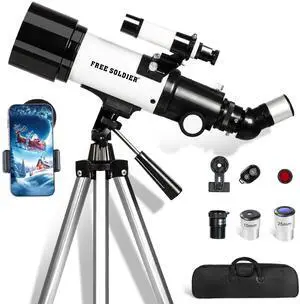 Telescope for Adults Astronomy Beginners - 70mm Aperture and 400mm Focal Length Astronomical Refractor Telescope Great Astronomy for Christmas with Package, White Telescope for Adults Astronomy Beginners - 70mm Aperture and 400mm Focal Length Astronomical Refractor Telescope Great Astronomy for Christmas with Package, White