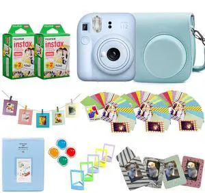 Instax Mini 12 Instant Camera + Pro Design Accessory Bundle with Protective Case, Magnetic Frames, Album, Frames Design Kit (40 Sheets) (Pastel Blue) Instax Mini 12 Instant Camera + Pro Design Accessory Bundle with Protective Case, Magnetic Frames, Album, Frames Design Kit (40 Sheets) (Pastel Blue)