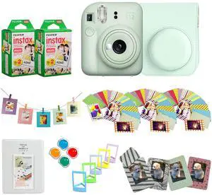 Instax Mini 12 Instant Camera + Pro Design Accessory Bundle with Protective Case, Magnetic Frames, Album, Frames Design Kit (40 Sheets) (Mint Green) Instax Mini 12 Instant Camera + Pro Design Accessory Bundle with Protective Case, Magnetic Frames, Album, Frames Design Kit (40 Sheets) (Mint Green)