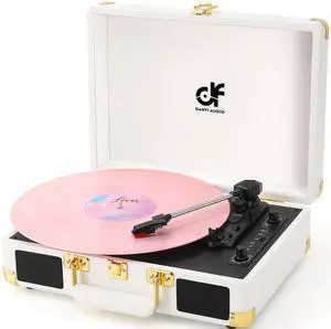 Vinyl Record PlayerBluetooth, Vintage 3-Speed Portable Suitcase Turntable with Built-in 2 Speakers, USB Recording, Record Player for Entertainment, Gift for Women, Girls & Music Lovers White Vinyl Record PlayerBluetooth, Vintage 3-Speed Portable Suitcase Turntable with Built-in 2 Speakers, USB Recording, Record Player for Entertainment, Gift for Women, Girls & Music Lovers White