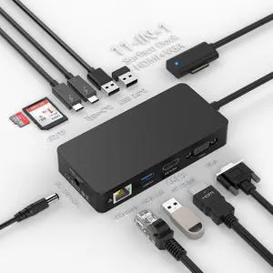 Surface Docking Station, 11-in-1 Surface Dock Dual Displays HDMI 4K@60HZ+VGA, Surface Pro Docking Station with Power Supply for Surface Pro 11/10/9/8/X/7/6/5/4/3, Book, Laptop, Go Dock Surface Docking Station, 11-in-1 Surface Dock Dual Displays HDMI 4K@60HZ+VGA, Surface Pro Docking Station with Power Supply for Surface Pro 11/10/9/8/X/7/6/5/4/3, Book, Laptop, Go Dock