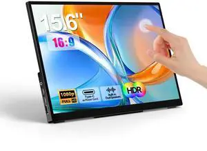 Portable Monitor Touchscreen 15.6" 1080P FHD IPS, 10-Point Touch Travel Gaming Display with Dual Speakers & Kickstand, USB-C HDMI External Screen for Laptop, PS5, Switch (1080P Touch, 15.6Inch) Portable Monitor Touchscreen 15.6" 1080P FHD IPS, 10-Point Touch Travel Gaming Display with Dual Speakers & Kickstand, USB-C HDMI External Screen for Laptop, PS5, Switch (1080P Touch, 15.6Inch)