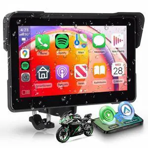 Motorcycle CarPlay Screen 7 Inch Portable Wireless Carplay Android Auto for Motorbike IP68 Waterproof Touchscreen, Supports Airplay & Android Cast, GPS Navigation, Bluetooth, EQ Motorcycle CarPlay Screen 7 Inch Portable Wireless Carplay Android Auto for Motorbike IP68 Waterproof Touchscreen, Supports Airplay & Android Cast, GPS Navigation, Bluetooth, EQ