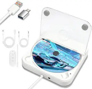 Portable CD Player for Car, External Car CD Player USB Plug and Play, AUX Port, USB Extension Cable, Personal CD Players for Laptop/Computer/TV, White Portable CD Player for Car, External Car CD Player USB Plug and Play, AUX Port, USB Extension Cable, Personal CD Players for Laptop/Computer/TV, White