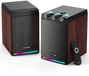 100W Powered Bluetooth Bookshelf Speakers,2.0 Wireless HiFi Speaker with Subwoofer and Led Light,Dynamic 3D Surround Sound,for Home Music,Vinyl Records, Home Theatre, Gaming,TV -Wood Grain 100W Powered Bluetooth Bookshelf Speakers,2.0 Wireless HiFi Speaker with Subwoofer and Led Light,Dynamic 3D Surround Sound,for Home Music,Vinyl Records, Home Theatre, Gaming,TV -Wood Grain