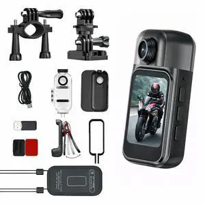 Mini 1080P Wearable Body Camera, Clip-On & Magnetic Pendant, 150° Wide Angle, Touch Screen, WiFi App, 64GB Cycling Kit for Helmet/Bike Recording, Standard Mini 1080P Wearable Body Camera, Clip-On & Magnetic Pendant, 150° Wide Angle, Touch Screen, WiFi App, 64GB Cycling Kit for Helmet/Bike Recording, Standard