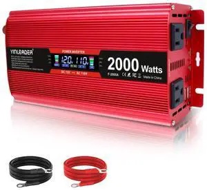 2000 watt Inverter 12V to 110V/120V, dc to ac Inverter 2000W Car Converter with Intelligent LCD Display Dual AC Outlets Dual USB Charging Port for RV Truck Laptop 2000 watt Inverter 12V to 110V/120V, dc to ac Inverter 2000W Car Converter with Intelligent LCD Display Dual AC Outlets Dual USB Charging Port for RV Truck Laptop