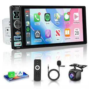 6.8" IPS Touch Screen Single Din Car Stereo, Wireless CarPlay Android Auto, Bluetooth 5.2 Handsfree Call, FM Radio EQ, Backup Camera, SWC, USB & Type-C 6.8" IPS Touch Screen Single Din Car Stereo, Wireless CarPlay Android Auto, Bluetooth 5.2 Handsfree Call, FM Radio EQ, Backup Camera, SWC, USB & Type-C