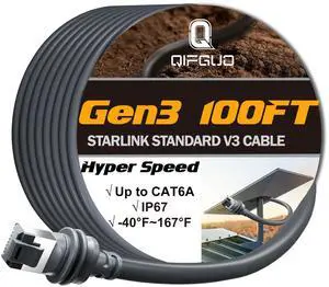 Starlink Cable 100FT - Starlink Cbale Gen 3 Up to 2000Mbps High-Speed Replacement V3 Cable, Weatherproof Outdoor Satellite Internet Accessory & Extension Cord for Starlink Gen3/Standard Dish - 100 FT Starlink Cable 100FT - Starlink Cbale Gen 3 Up to 2000Mbps High-Speed Replacement V3 Cable, Weatherproof Outdoor Satellite Internet Accessory & Extension Cord for Starlink Gen3/Standard Dish - 100 FT