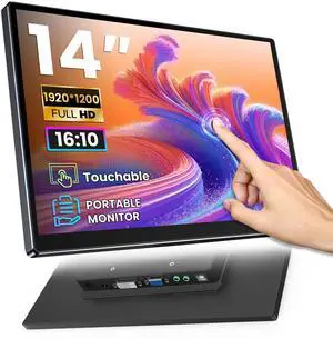 14" Touchscreen Monitor, FHD 1920x1200, 100% sRGB, 16:10 Aspect Ratio, IPS Touch Portable Computer Display with HDMI VGA DVI for Industrial POS Kiosk Laptop/PC/Ra Pi/Game Console 14" Touchscreen Monitor, FHD 1920x1200, 100% sRGB, 16:10 Aspect Ratio, IPS Touch Portable Computer Display with HDMI VGA DVI for Industrial POS Kiosk Laptop/PC/Ra Pi/Game Console