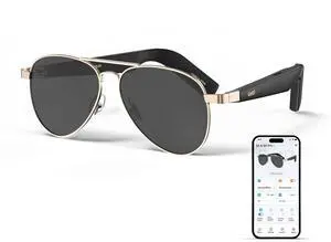 AI Smart Glasses for Men Women with Classic Aviator, Nylon Polarized Bluetooth Sunglasses, Smart Sunglasses with ChatGPT AI Translation with for 145 Languages AI Smart Glasses for Men Women with Classic Aviator, Nylon Polarized Bluetooth Sunglasses, Smart Sunglasses with ChatGPT AI Translation with for 145 Languages