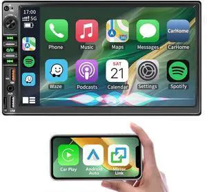 7 Inch Double Din Car Stereo for Wireless Carplay & Android Auto, Car Audio with 1024 * 600 HD Touch Screen , Mirror Link, Bluetooth5.2,2USB/AUX/TF,AM/FM Radio 7 Inch Double Din Car Stereo for Wireless Carplay & Android Auto, Car Audio with 1024 * 600 HD Touch Screen , Mirror Link, Bluetooth5.2,2USB/AUX/TF,AM/FM Radio