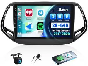 4 Core 2+64G Android 15 Car Stereo for Jeep Compass 2017-2020 with Wireless CarPlay&Android Auto,10.1" Touchscreen GPS Radio with 5G WiFi,Bluetooth,FM RDS,EQ,SWC and Backup Camera 4 Core 2+64G Android 15 Car Stereo for Jeep Compass 2017-2020 with Wireless CarPlay&Android Auto,10.1" Touchscreen GPS Radio with 5G WiFi,Bluetooth,FM RDS,EQ,SWC and Backup Camera
