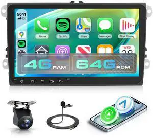 4G+64G 9'' Android 15 Car Stereo Radio Wireless Carplay for VW Passat Jetta Tiguan Golf MK5 MK6 T5 EOS Polo, Android Auto GPS 5G-WiFi Bluetooth 5.0 Touchscreen FM/RDS SWC Backup Camera 4G+64G 9'' Android 15 Car Stereo Radio Wireless Carplay for VW Passat Jetta Tiguan Golf MK5 MK6 T5 EOS Polo, Android Auto GPS 5G-WiFi Bluetooth 5.0 Touchscreen FM/RDS SWC Backup Camera