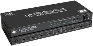 4K@60Hz 1x8 HDMI Splitter 4:4:4,18 Gbps,8 Port Powered HDMI 2.0 Splitter1 in 8 Out Support Auto Down Scaler, 4K 1080P Sync, HDR10,3D, HDCP 2.2,Only Duplication/Mirror Screens (Not Extend) for HDTV/PS5 4K@60Hz 1x8 HDMI Splitter 4:4:4,18 Gbps,8 Port Powered HDMI 2.0 Splitter1 in 8 Out Support Auto Down Scaler, 4K 1080P Sync, HDR10,3D, HDCP 2.2,Only Duplication/Mirror Screens (Not Extend) for HDTV/PS5