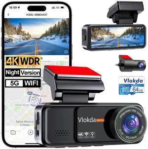 Dash Cam Front and Rear, 4K + 1080P Dual Dash Camera for Cars with 64GB Card, Built-in GPS, 5.8GHz WiFi, 3.2" IPS Screen, 24H Parking Mode,Loop Recording, WDR, Night Vision Dash Cam Front and Rear, 4K + 1080P Dual Dash Camera for Cars with 64GB Card, Built-in GPS, 5.8GHz WiFi, 3.2" IPS Screen, 24H Parking Mode,Loop Recording, WDR, Night Vision