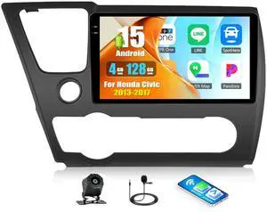 4G+128G for Honda Civic 2013-2017 Android 15 Car Stereo Radio with Wireless CarPlay Android Auto, 9 1280 * 720P IPS Touchscreen, Bluetooth5.0, GPS, WiFi, AHD Rear Camera, EQ, Split Screen, SWC 4G+128G for Honda Civic 2013-2017 Android 15 Car Stereo Radio with Wireless CarPlay Android Auto, 9 1280 * 720P IPS Touchscreen, Bluetooth5.0, GPS, WiFi, AHD Rear Camera, EQ, Split Screen, SWC