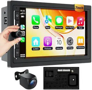 Double DIN car Receiver with Wireless CarPlay Android Auto, Android Radio 7 inch car Stereo Touchscreen, Android 13 2+32GB, Bluetooth GPS WiFi, DSP EQ, Backup Camera, SWC Double DIN car Receiver with Wireless CarPlay Android Auto, Android Radio 7 inch car Stereo Touchscreen, Android 13 2+32GB, Bluetooth GPS WiFi, DSP EQ, Backup Camera, SWC