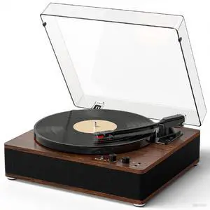 Full-Size Vintage Vinyl Record Player, 3-Speed Turntable with Counterweight, Bluetooth Input & Output, Built-in Stereo Speakers, Supports AUX/RCA/Headphone Jacks, LP Player Walnut Brown Full-Size Vintage Vinyl Record Player, 3-Speed Turntable with Counterweight, Bluetooth Input & Output, Built-in Stereo Speakers, Supports AUX/RCA/Headphone Jacks, LP Player Walnut Brown