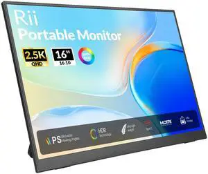 Portable Monitor, 16 Inch 144Hz QHD 2.5K 2560X1600 100% sRGB, Ultra-Slim Lightweight External Display with Speaker, USB-C HDMI Second Screen for Laptop MacBook Xbox Switch PS4/5, VESA Mountable Portable Monitor, 16 Inch 144Hz QHD 2.5K 2560X1600 100% sRGB, Ultra-Slim Lightweight External Display with Speaker, USB-C HDMI Second Screen for Laptop MacBook Xbox Switch PS4/5, VESA Mountable
