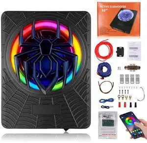 10'' 1200W Slim Under Seat Powered Car Subwoofer with Color LED Ambient Light, All-in-One Subwoofer and Amplifier Package for Car Truck SUV Audio 10'' 1200W Slim Under Seat Powered Car Subwoofer with Color LED Ambient Light, All-in-One Subwoofer and Amplifier Package for Car Truck SUV Audio