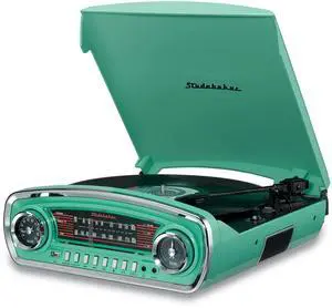 3-Speed Pitch Control Turntable with Bluetooth Receiver AM/FM Stereo Radio/USB Slot for MP3 Playback/Headphone and Aux in Jacks (Teal) 3-Speed Pitch Control Turntable with Bluetooth Receiver AM/FM Stereo Radio/USB Slot for MP3 Playback/Headphone and Aux in Jacks (Teal)
