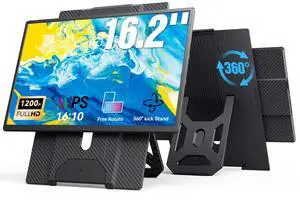 16.2'' Portable Monitor FHD 1200P USB-C/HDMI with Retractable Stand & Speakers, Ultra-Slim Computer Display HDR Eye Care Laptop Screen Plug-Play, External Monitor for MAC PC Phone PS4 Xbox 16.2'' Portable Monitor FHD 1200P USB-C/HDMI with Retractable Stand & Speakers, Ultra-Slim Computer Display HDR Eye Care Laptop Screen Plug-Play, External Monitor for MAC PC Phone PS4 Xbox