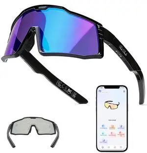 AI Smart Glasses for Men Women, Bluetooth Polarized Sports Sunglasses, UV400 Protection, Real-Time Translation 133 Languages, Open-Ear Audio, IP65 Waterproof for Running Cycling, Black/Ice Blue AI Smart Glasses for Men Women, Bluetooth Polarized Sports Sunglasses, UV400 Protection, Real-Time Translation 133 Languages, Open-Ear Audio, IP65 Waterproof for Running Cycling, Black/Ice Blue