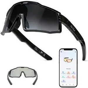 AI Smart Glasses for Men Women, Bluetooth Polarized Sports Sunglasses, UV400 Protection, Real-Time Translation 133 Languages, Open-Ear Audio, IP65 Waterproof for Running Cycling, Black/Grey AI Smart Glasses for Men Women, Bluetooth Polarized Sports Sunglasses, UV400 Protection, Real-Time Translation 133 Languages, Open-Ear Audio, IP65 Waterproof for Running Cycling, Black/Grey