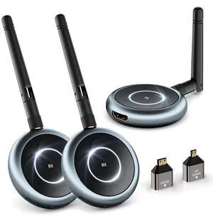 Wireless HDMI Transmitter and 2 Receivers - Up to 8 Receivers, Plug and Play, 5.8G HDMI Wireless Extender for PC, Laptop, Camera, Cable Box to Multiple TVs, Monitors, Projectors - 165FT/50M Wireless HDMI Transmitter and 2 Receivers - Up to 8 Receivers, Plug and Play, 5.8G HDMI Wireless Extender for PC, Laptop, Camera, Cable Box to Multiple TVs, Monitors, Projectors - 165FT/50M