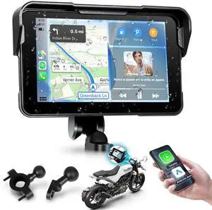 5 Inch Motorcycle Carplay Screen with Wireless Carplay Android Auto for Car, Bluetooth, GPS Navigation, EQ, IP67 Waterproof Touchscreen, Mirror Link, Voice Control 5 Inch Motorcycle Carplay Screen with Wireless Carplay Android Auto for Car, Bluetooth, GPS Navigation, EQ, IP67 Waterproof Touchscreen, Mirror Link, Voice Control