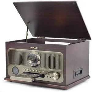 All in One Vintage 3 Speed Vinyl Record Player with Built-in Speakers,Bluetooth Turntable,CD Player/Cassette/USB/TF Card,AUX in,FM/AM Radio,RCA Out,Recording All in One Vintage 3 Speed Vinyl Record Player with Built-in Speakers,Bluetooth Turntable,CD Player/Cassette/USB/TF Card,AUX in,FM/AM Radio,RCA Out,Recording