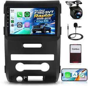 9 Inch Android Car Stereo 4Core 64G for Ford F150 SVT Raptor 2009-2012 Low Trim Wireless CarPlay Android Auto Touchscreen GPS Navigation 5G WiFi Bluetooth AM FM RDS SWC AHD Backup Camera 9 Inch Android Car Stereo 4Core 64G for Ford F150 SVT Raptor 2009-2012 Low Trim Wireless CarPlay Android Auto Touchscreen GPS Navigation 5G WiFi Bluetooth AM FM RDS SWC AHD Backup Camera