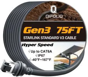 Starlink Cable 75FT - Starlink Cbale Gen 3 Up to 2000Mbps High-Speed Replacement V3 Cable, Weatherproof Outdoor Satellite Internet Accessory & Extension Cord for Starlink Gen3/Standard Dish - 75 FT Starlink Cable 75FT - Starlink Cbale Gen 3 Up to 2000Mbps High-Speed Replacement V3 Cable, Weatherproof Outdoor Satellite Internet Accessory & Extension Cord for Starlink Gen3/Standard Dish - 75 FT