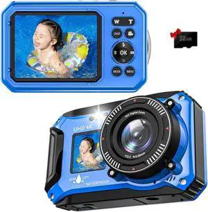 4K 56MP 33FT UHD Underwater Digital Camera for Snorkeling with 32GB Card Dual-Screen Compact Waterproof Dustproof Floatable Autofocus Point and Shoot Digital 1500mAh Battery 4K 56MP 33FT UHD Underwater Digital Camera for Snorkeling with 32GB Card Dual-Screen Compact Waterproof Dustproof Floatable Autofocus Point and Shoot Digital 1500mAh Battery